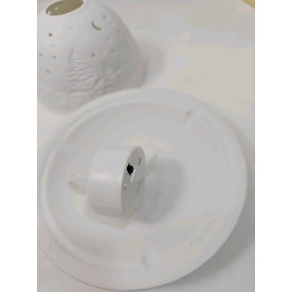 Starlight Glowing Candle Holder White Porcelain Winter Village Dome LED Tealight